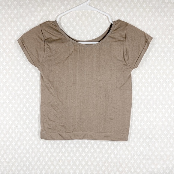Free People Intimately Tan Seamless Fitted Short Sleeve Top - Picture 2 of 4
